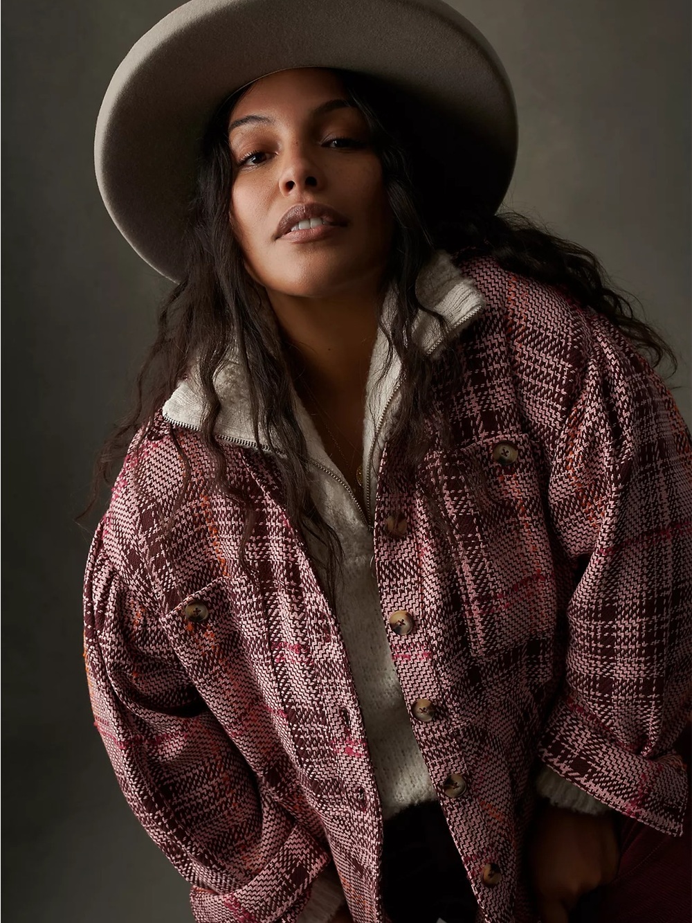 Nwot Anthropologie Pink Plaid Button-Down Shirt